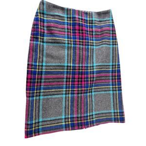"Talbots" Women's Wool Blend Plaid Skirt Zip Up Midi Size 4 Office Work Academia